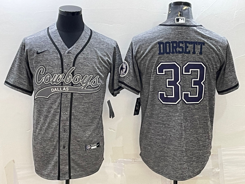 Men's Dallas Cowboys #33 Tony Dorsett Grey With Patch Cool Base Stitched Baseball Jersey Men's Dallas Cowboys #33 Tony Dorsett Grey With Patch Cool Base Stitched Baseball Jersey