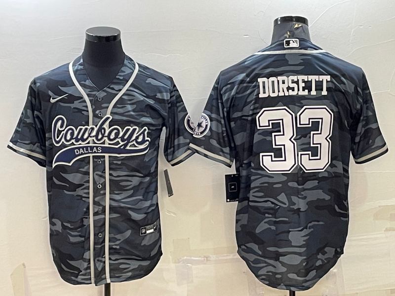 Men's Dallas Cowboys #33 Tony Dorsett Grey Camo With Patch Cool Base Stitched Baseball Jersey Men's Dallas Cowboys #33 Tony Dorsett Grey Camo With Patch Cool Base Stitched Baseball Jersey