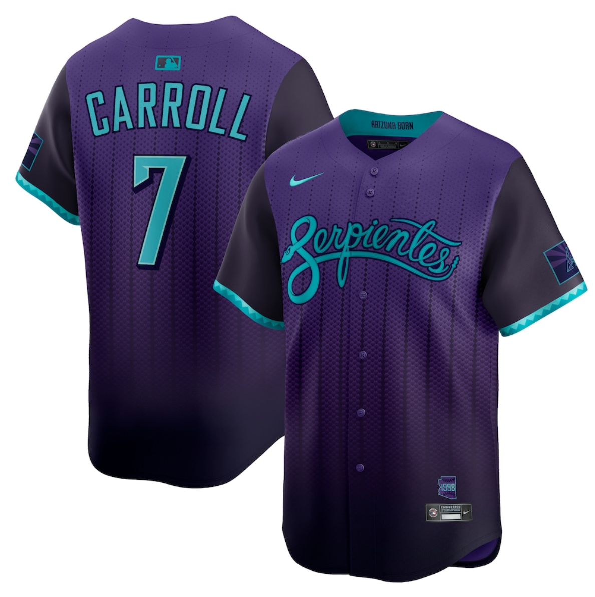 Men's Arizona Diamondbacks #7 Corbin Carroll Purple 2025 City Connect Limited Stitched Baseball Jersey