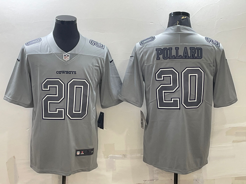 Men's Dallas Cowboys #20 Tony Pollard Grey Atmosphere Fashion Stitched Jersey Men's Dallas Cowboys #20 Tony Pollard Grey Atmosphere Fashion Stitched Jersey
