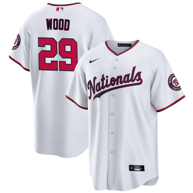 Men's Washington Nationals #29 James Wood White 2024 Home Limited Stitched Baseball Jersey Men's Washington Nationals #29 James Wood White 2024 Home Limited Stitched Baseball Jersey