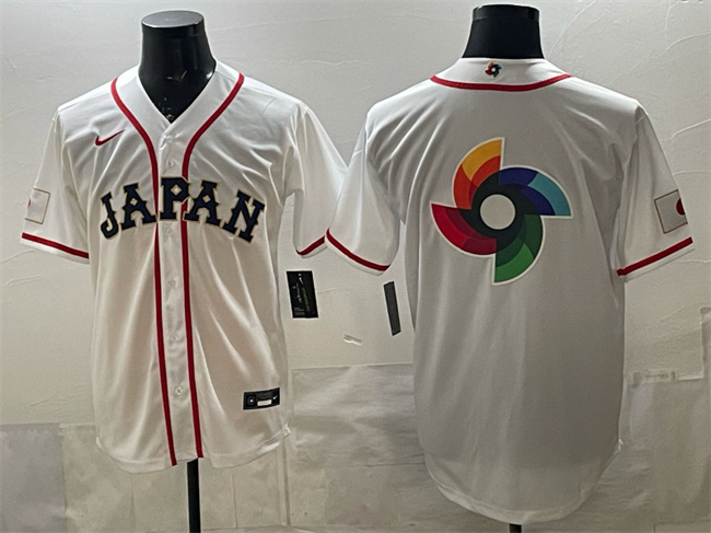Men's Japan Baseball Team Big Logo White 2026 World Baseball Classic Home Stadium Stitched Jersey Men's Japan Baseball Team Big Logo White 2026 World Baseball Classic Home Stadium Stitched Jersey