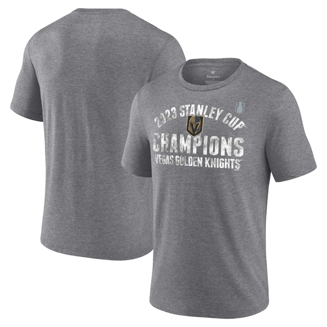 Men's Vegas Golden Knights Heather Gray 2023 Stanley Cup Champions Tri-Blend T-Shirt Men's Vegas Golden Knights Heather Gray 2023 Stanley Cup Champions Tri-Blend T-Shirt