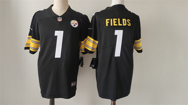 Men's Pittsburgh Steelers #1 Justin Fields Black Vapor Untouchable Limited Stitched Jersey Men's Pittsburgh Steelers #1 Justin Fields Black Vapor Untouchable Limited Stitched Jersey