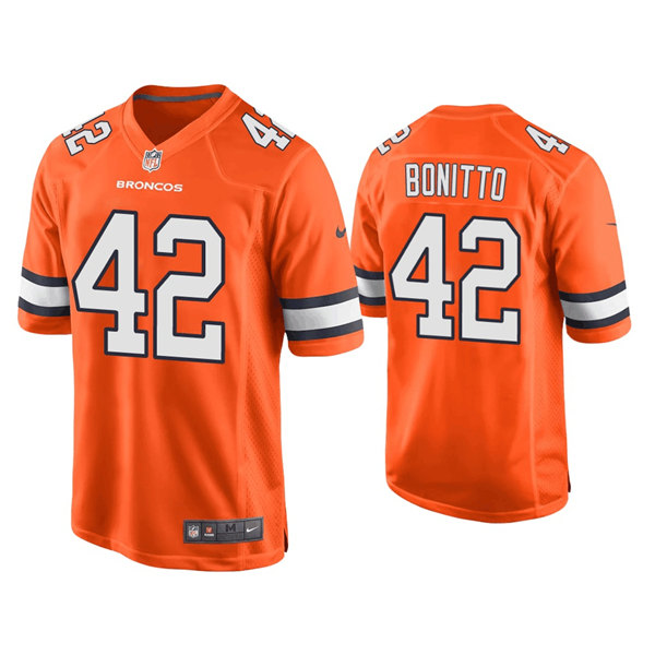Men's Denver Broncos #42 Nik Bonitto Orange Game Stitched Jersey Men's Denver Broncos #42 Nik Bonitto Orange Game Stitched Jersey