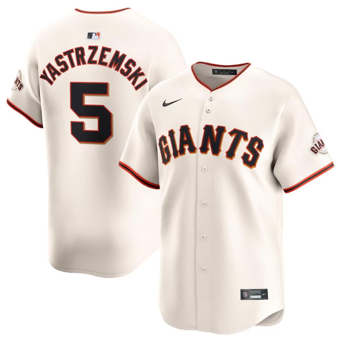 Men's San Francisco Giants #5 Mike Yastrzemski Cream Home Limited Stitched Baseball Jersey Men's San Francisco Giants #5 Mike Yastrzemski Cream Home Limited Stitched Baseball Jersey