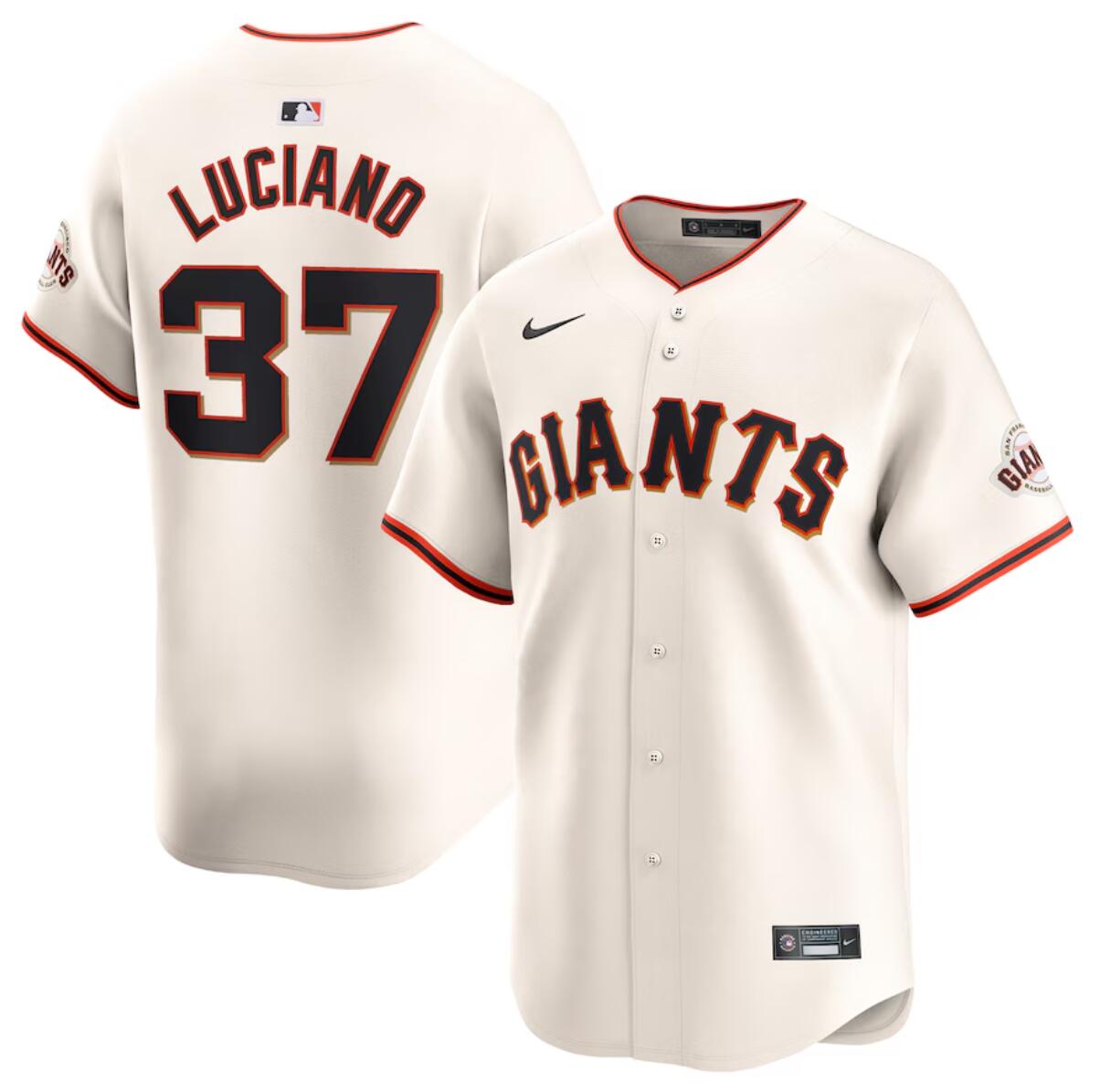 Men's San Francisco Giants #37 Marco Luciano Cream Home Limited Stitched Baseball Jersey Men's San Francisco Giants #37 Marco Luciano Cream Home Limited Stitched Baseball Jersey