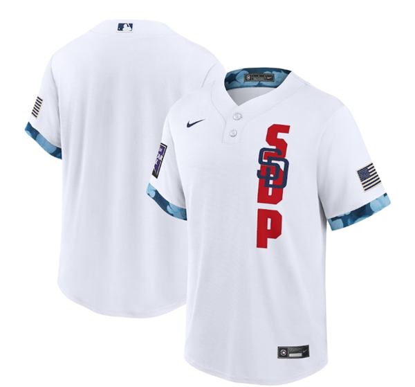 Men's San Diego Padres Blank 2021 White All-Star Cool Base Stitched Baseball Jersey