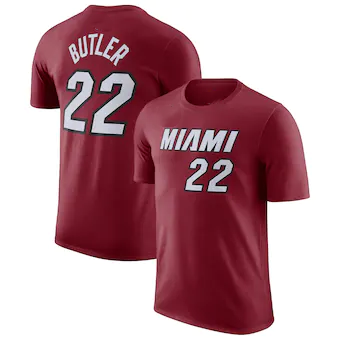 Men's Miami Heat #22 Jimmy Butler Red 2022/23 Statement Edition Name & Number T-Shirt Men's Miami Heat #22 Jimmy Butler Red 2022/23 Statement Edition Name & Number T-Shirt