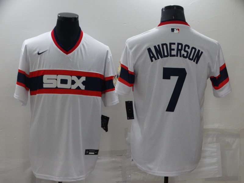 Men's Chicago White Sox #7 Tim Anderson Throwback Cool Base Stitched Jersey Men's Chicago White Sox #7 Tim Anderson Throwback Cool Base Stitched Jersey