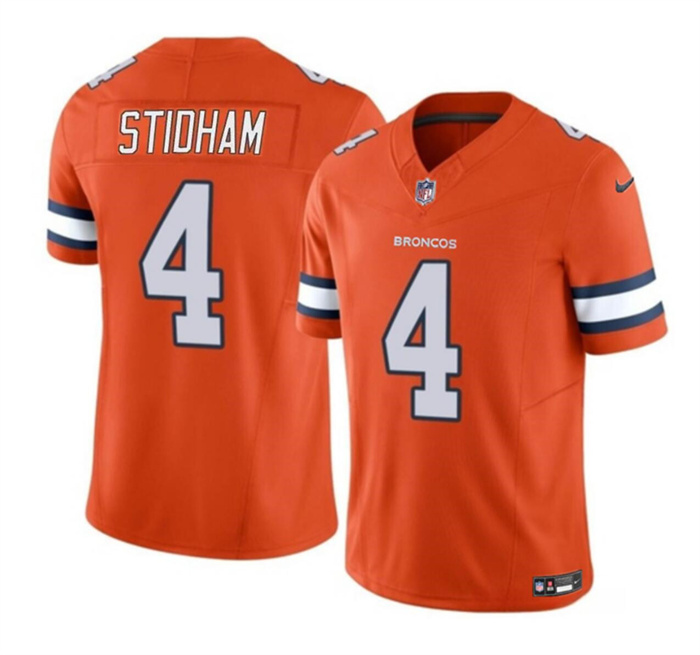 Men's Denver Broncos #4 Jarrett Stidham Orange 2023 F.U.S.E. Vapor Untouchable Stitched Jersey Men's Denver Broncos #4 Jarrett Stidham Orange 2023 F.U.S.E. Vapor Untouchable Stitched Jersey
