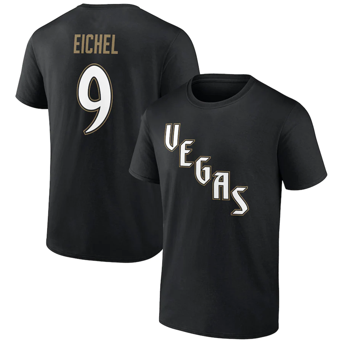 Men's Vegas Golden Knights #9 Jack Eichel Black T-Shirt Men's Vegas Golden Knights #9 Jack Eichel Black T-Shirt