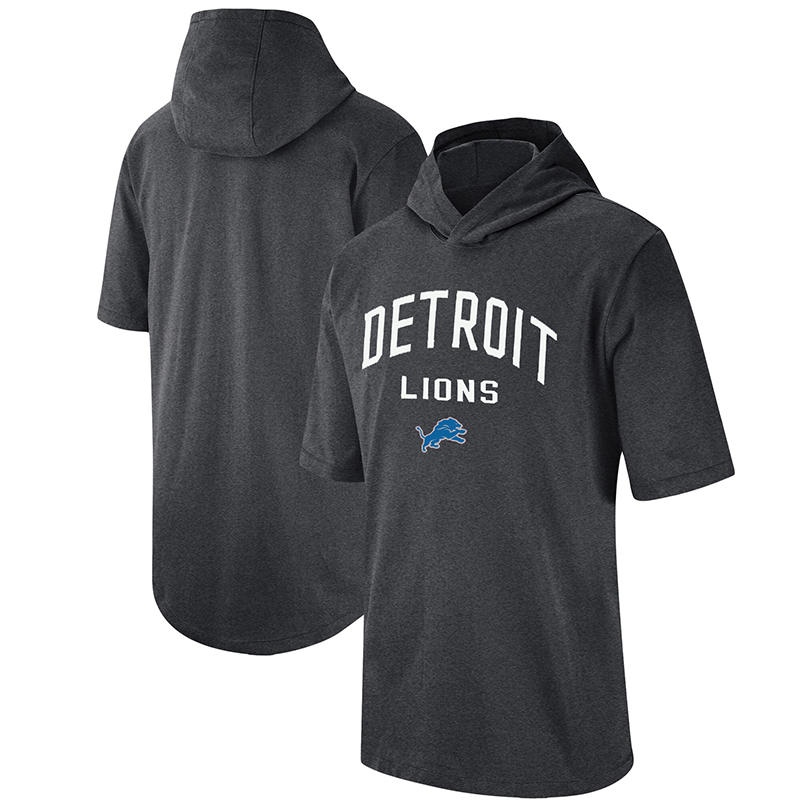 Men's Detroit Lions Heathered Charcoal Sideline Training Hooded Performance T-Shirt Men's Detroit Lions Heathered Charcoal Sideline Training Hooded Performance T-Shirt