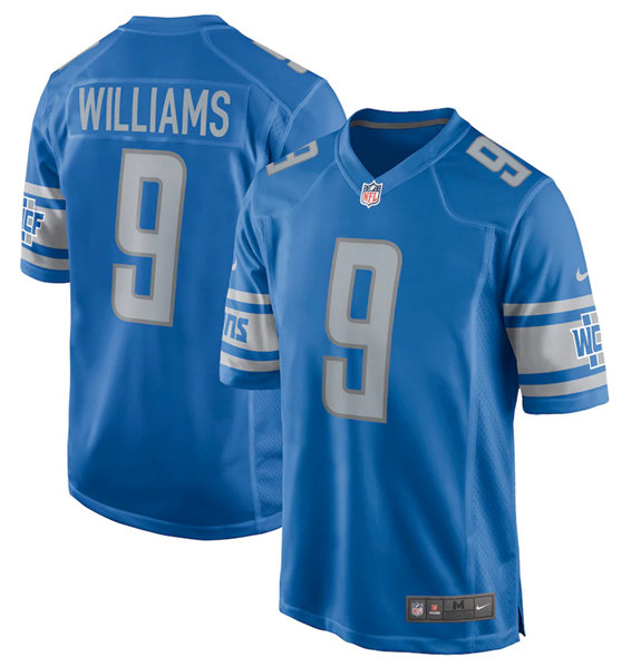 Men's Detroit Lions #9 Jameson Williams 2022 Blue Stitched Game Jersey Men's Detroit Lions #9 Jameson Williams 2022 Blue Stitched Game Jersey