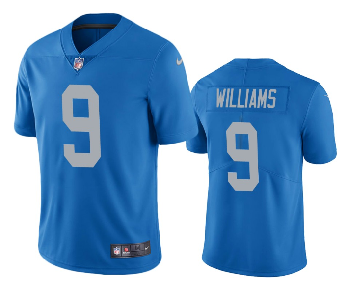 Men's Detroit Lions #9 Jameson Williams Blue Vapor Untouchable Limited Stitched Jersey Men's Detroit Lions #9 Jameson Williams Blue Vapor Untouchable Limited Stitched Jersey