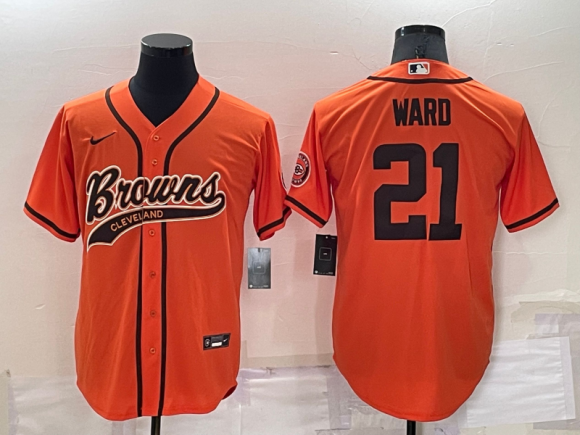 Men's Cleveland Browns  ACTIVE PLAYER Custom Orange Cool Base Stitched Baseball Jersey
