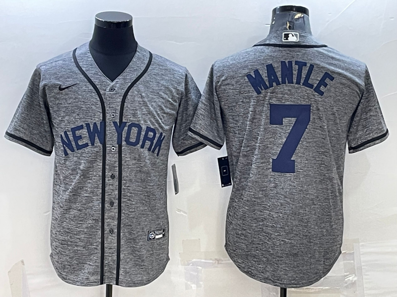 Men's New York Yankees #7 Mickey Mantle Grey Cool Base Stitched Jersey Men's New York Yankees #7 Mickey Mantle Grey Cool Base Stitched Jersey