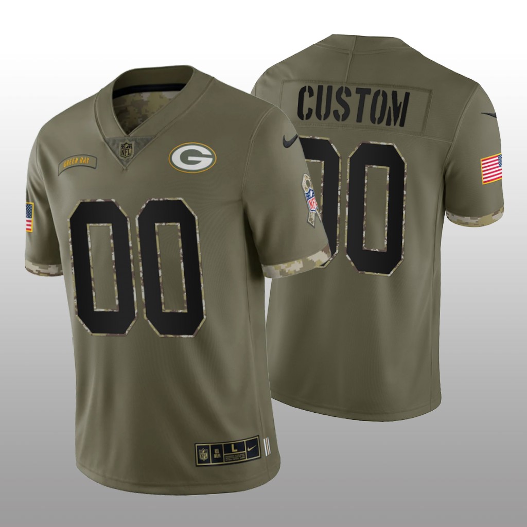 Men's Green Bay Packers ACTIVE PLAYER Custom Olive 2022 Salute To Service Limited Stitched Jersey Men's Green Bay Packers ACTIVE PLAYER Custom Olive 2022 Salute To Service Limited Stitched Jersey