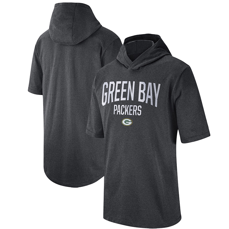 Men's Green Bay Packers Heathered Charcoal Sideline Training Hooded Performance T-Shirt Men's Green Bay Packers Heathered Charcoal Sideline Training Hooded Performance T-Shirt