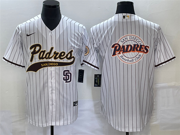 Men's San Diego Padres White Team Big Logo In Back Cool Base With Patch Stitched Baseball Jersey Men's San Diego Padres White Team Big Logo In Back Cool Base With Patch Stitched Baseball Jersey