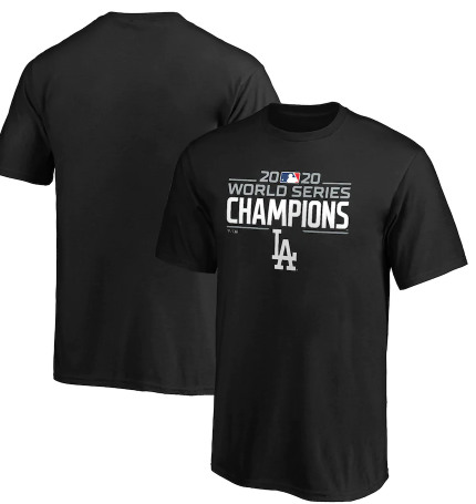 Men's Los Angeles Dodgers Black 2020 World Series Champions Logo T-Shirt Men's Los Angeles Dodgers Black 2020 World Series Champions Logo T-Shirt