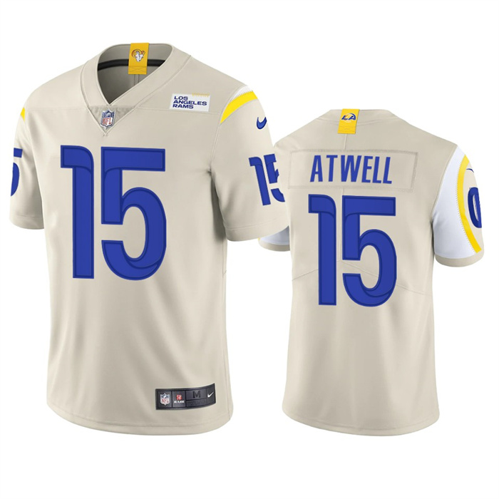 Men's Los Angeles Rams #15 Tutu Atwell Bone Vapor Untouchable Limited Stitched Football Jersey Men's Los Angeles Rams #15 Tutu Atwell Bone Vapor Untouchable Limited Stitched Football Jersey
