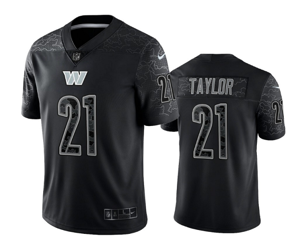 Men's Washington Commanders #21 Sean Taylor Black Reflective Limited Stitched Football Jersey Men's Washington Commanders #21 Sean Taylor Black Reflective Limited Stitched Football Jersey