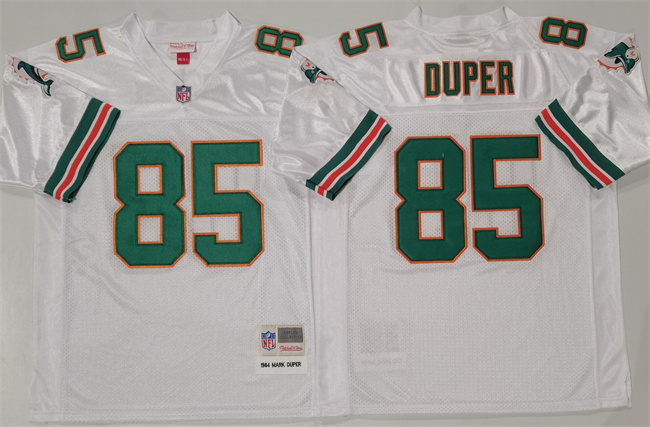 Men's Miami Dolphins #85 Mark Duper White Throwback Stitched Football Jerse Men's Miami Dolphins #85 Mark Duper White Throwback Stitched Football Jerse