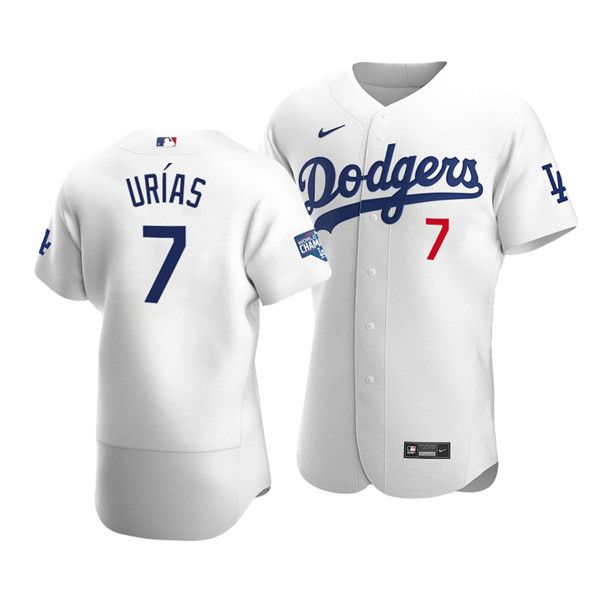 Men's Los Angeles Dodgers #7 Julio Urias White 2020 World Series Champions Home Patch Stitched MLB Jersey Men's Los Angeles Dodgers #7 Julio Urias White 2020 World Series Champions Home Patch Stitched MLB Jersey