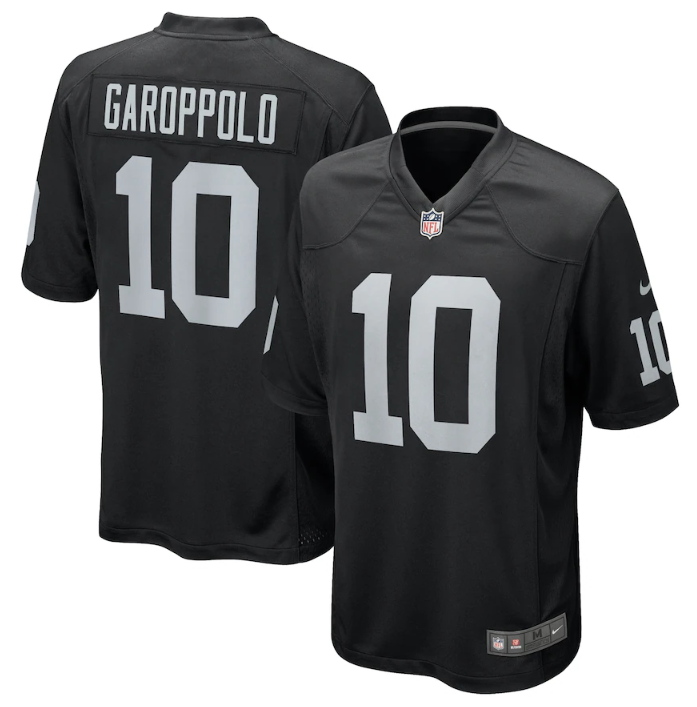 Men's Las Vegas Raiders #10 Jimmy Garoppolo Black Stitched Game Jersey Men's Las Vegas Raiders #10 Jimmy Garoppolo Black Stitched Game Jersey