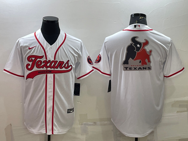 Men's Houston Texans White Team Big Logo With Patch Cool Base Stitched Baseball Jersey Men's Houston Texans White Team Big Logo With Patch Cool Base Stitched Baseball Jersey