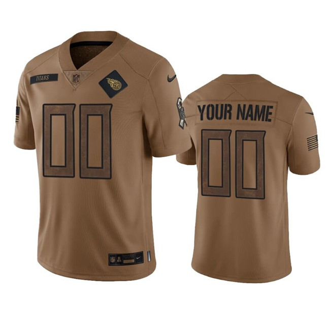 Men's Tennessee Titans Active Player Custom Brown 2023 Salute To Service Stitched Football Jersey Men's Tennessee Titans Active Player Custom Brown 2023 Salute To Service Stitched Football Jersey