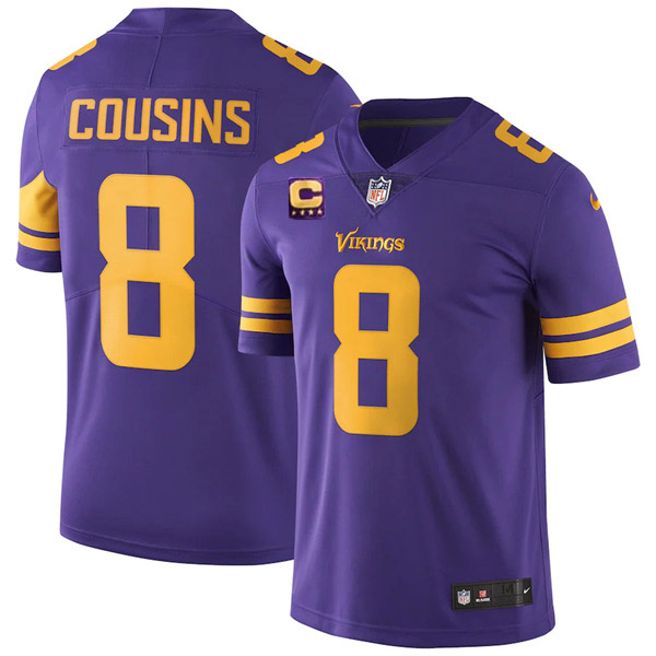 Men's Minnesota Vikings #8 Kirk Cousins 2022 Purple With 4-Star C Patch Color Rush Limited Stitched Jersey Men's Minnesota Vikings #8 Kirk Cousins 2022 Purple With 4-Star C Patch Color Rush Limited Stitched Jersey
