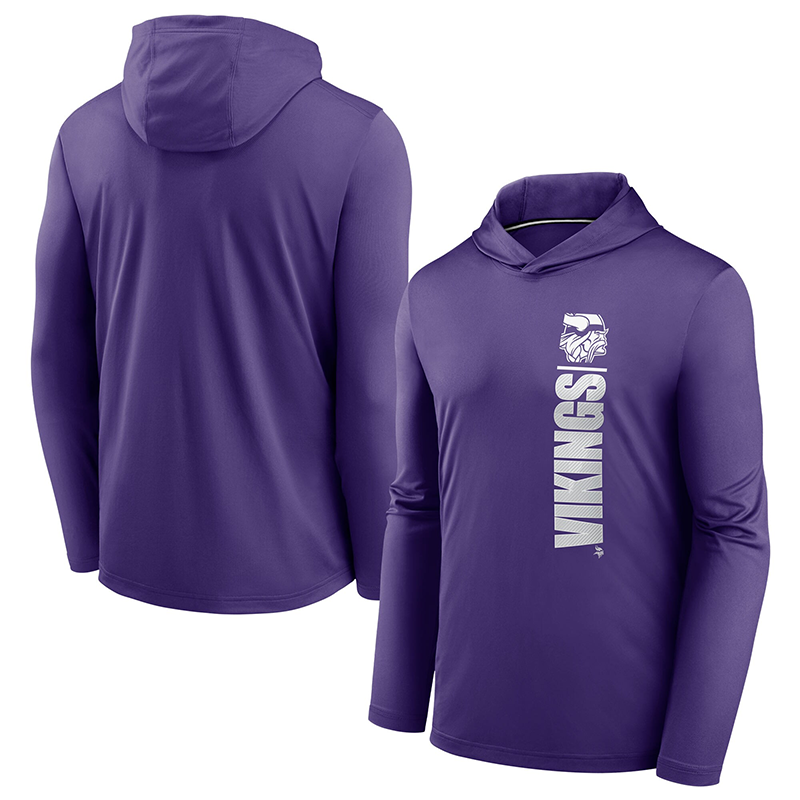 Men's Minnesota Vikings Purple Fan Gear Team Stack Hoodie Performance Long Sleeve T-Shirt Men's Minnesota Vikings Purple Fan Gear Team Stack Hoodie Performance Long Sleeve T-Shirt