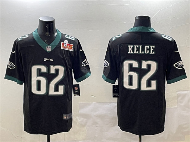 Men's Philadelphia Eagles #62 Jason Kelce Black 2025 Super Bowl LIX Patch Vapor Untouchable Limited Stitched Football Jersey Men's Philadelphia Eagles #62 Jason Kelce Black 2025 Super Bowl LIX Patch Vapor Untouchable Limited Stitched Football Jersey