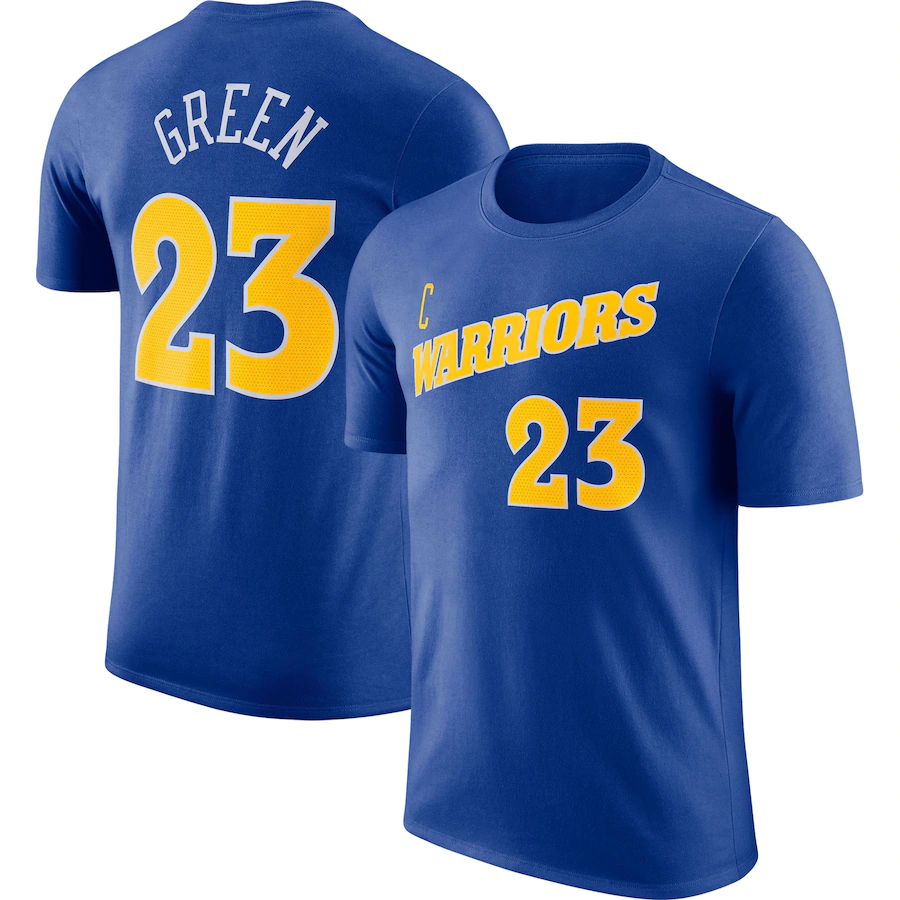 Men's Golden State Warriors #23 Draymond Green Blue 2022/23 Name & Number T-Shirt Men's Golden State Warriors #23 Draymond Green Blue 2022/23 Name & Number T-Shirt