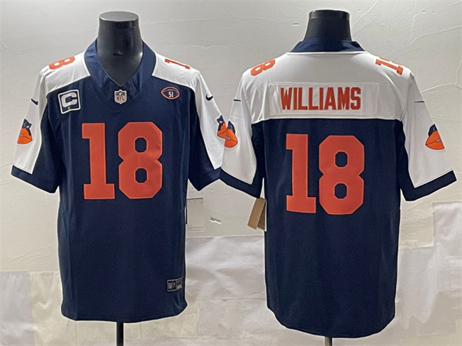 Men's Chicago Bears #18 Caleb Williams Navy/White F.U.S.E. With 1-star C Patch And No. 51 Patch Throwback Stitched Football Jersey Men's Chicago Bears #18 Caleb Williams Navy/White F.U.S.E. With 1-star C Patch And No. 51 Patch Throwback Stitched Football Jersey