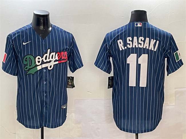 Men's Los Angeles Dodgers #11 Roki Sasaki Royal City Connect Cool Base Stitched Baseball Jersey