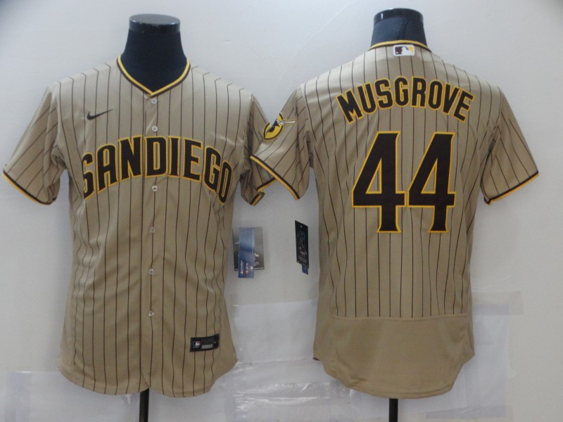 Men's San Diego Padres #44 Joe Musgrove Tan Brown Flex Base Stitched Baseball Jersey Men's San Diego Padres #44 Joe Musgrove Tan Brown Flex Base Stitched Baseball Jersey
