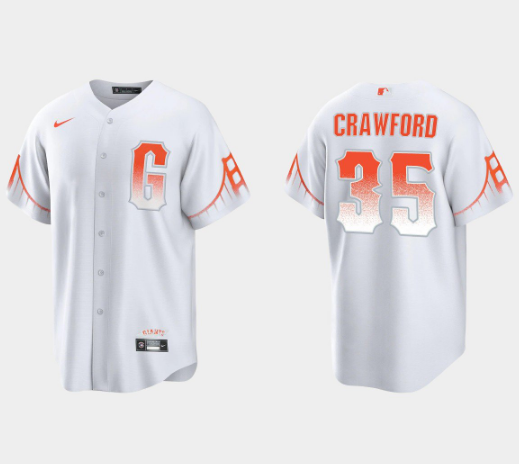 Men's San Francisco Giants #35 Brandon Crawford White City Connect Cool Base Stitched Jersey Men's San Francisco Giants #35 Brandon Crawford White City Connect Cool Base Stitched Jersey