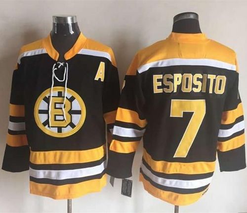 Bruins #7 Phil Esposito Black/Yellow CCM Throwback New Stitched NHL Jersey Bruins #7 Phil Esposito Black/Yellow CCM Throwback New Stitched NHL Jersey