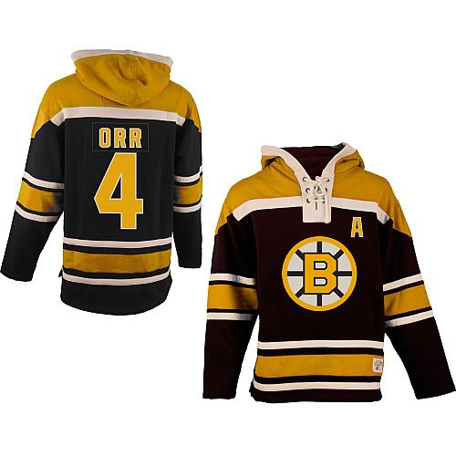 Bruins #4 Bobby Orr Black Sawyer Hooded Sweatshirt Stitched NHL Jersey Bruins #4 Bobby Orr Black Sawyer Hooded Sweatshirt Stitched NHL Jersey