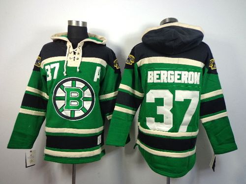 Bruins #37 Patrice Bergeron Green St. Patrick's Day McNary Lace Hoodie Stitched NHL Jersey Bruins #37 Patrice Bergeron Green St. Patrick's Day McNary Lace Hoodie Stitched NHL Jersey