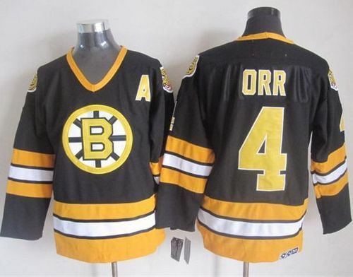 Bruins #4 Bobby Orr Black/Yellow CCM Throwback Stitched NHL Jersey Bruins #4 Bobby Orr Black/Yellow CCM Throwback Stitched NHL Jersey