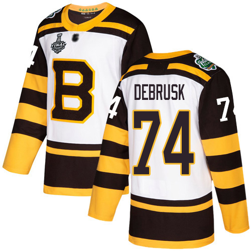 Adidas Bruins #74 Jake DeBrusk White Authentic 2019 Winter Classic Stanley Cup Final Bound Stitched NHL Jersey
