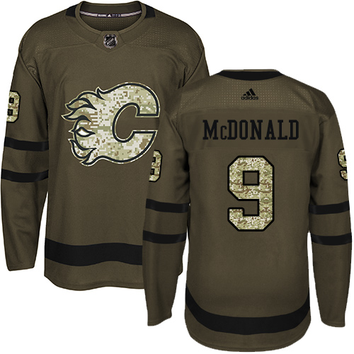 Adidas Flames #9 Lanny McDonald Green Salute to Service Stitched NHL Jersey Adidas Flames #9 Lanny McDonald Green Salute to Service Stitched NHL Jersey