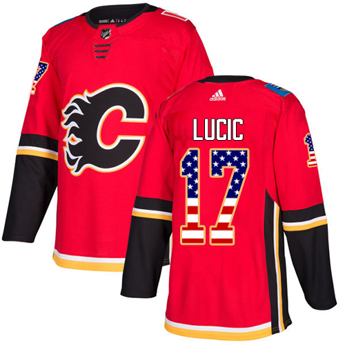 Adidas Flames #17 Milan Lucic Red Home Authentic USA Flag Stitched NHL Jersey Adidas Flames #17 Milan Lucic Red Home Authentic USA Flag Stitched NHL Jersey