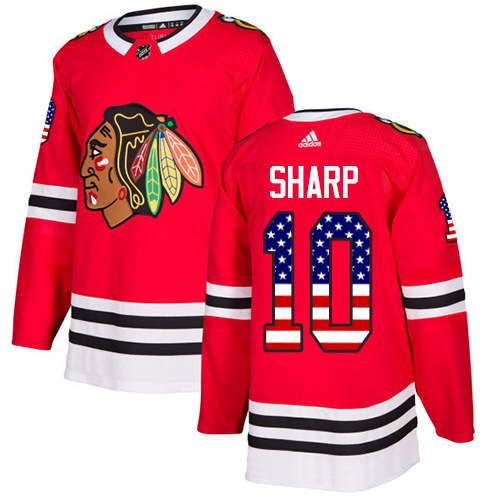 Adidas Blackhawks #10 Patrick Sharp Red Home Authentic USA Flag Stitched NHL Jersey Adidas Blackhawks #10 Patrick Sharp Red Home Authentic USA Flag Stitched NHL Jersey