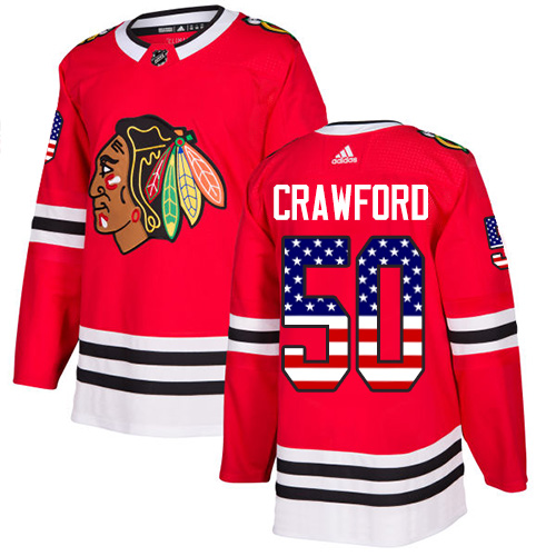 Adidas Blackhawks #50 Corey Crawford Red Home Authentic USA Flag Stitched NHL Jersey Adidas Blackhawks #50 Corey Crawford Red Home Authentic USA Flag Stitched NHL Jersey