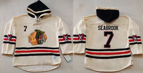 Blackhawks #7 Brent Seabrook Cream Heavyweight Pullover Hoodie Stitched NHL Jersey Blackhawks #7 Brent Seabrook Cream Heavyweight Pullover Hoodie Stitched NHL Jersey